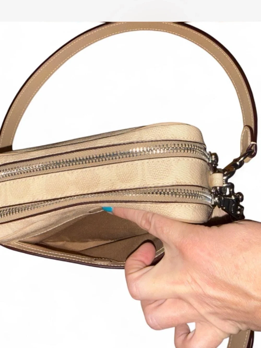 Coach Mini Carey Crossbody Bag in Light Taupe